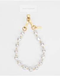 LOUVE COLLECTION - Universal Phone Strap Connector (White) + Daisy Pearl Wristlet