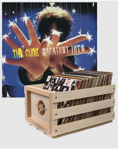 Universal Music - Crosley Record Storage Crate & The Cure Greatest Hits - Double Vinyl Album Bundle