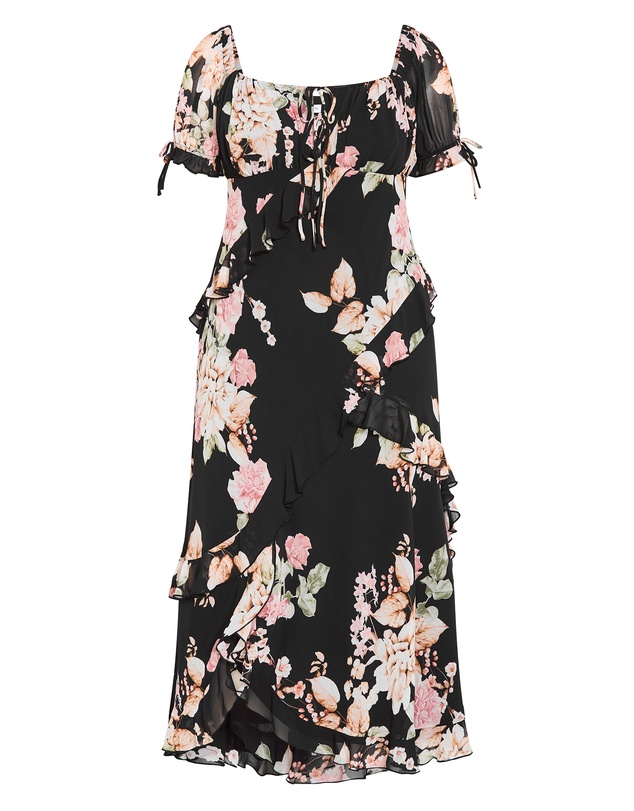 City Chic - Plus size Shayla Floral Print Maxi Dress - black