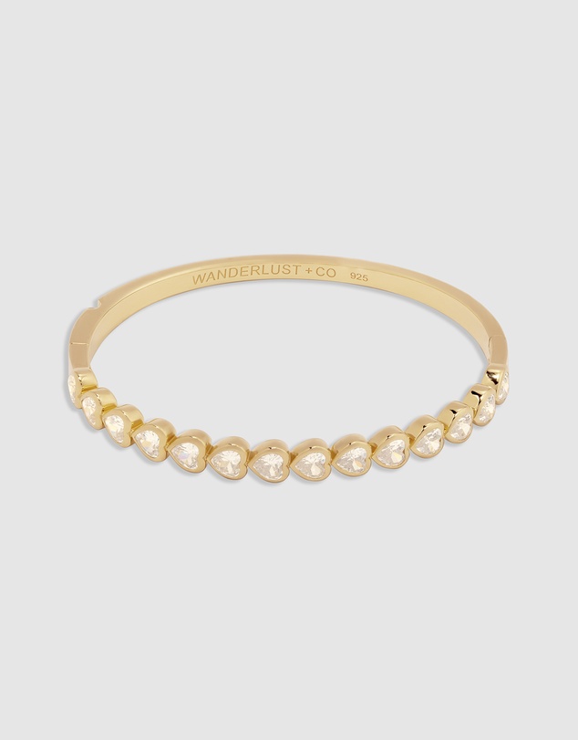 Wanderlust + Co - Heart Bezel 14K Gold Vermeil Bangle