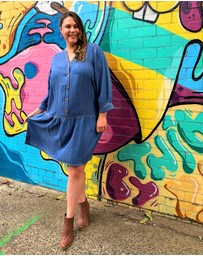 Love Your Wardrobe - Ruby Drop Waist Chambray Dress