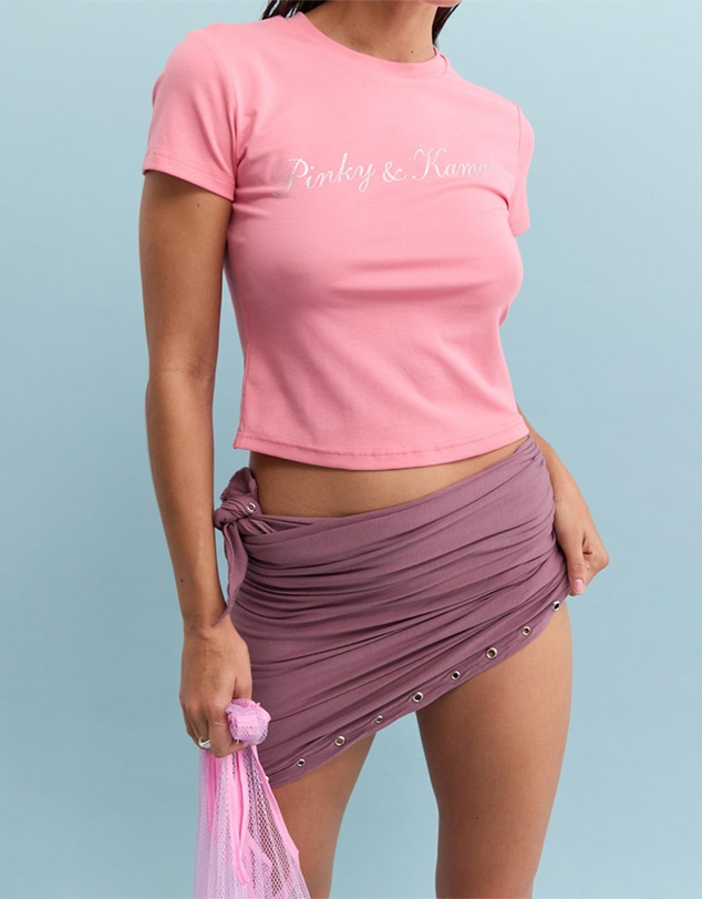 Pinky & Kamal - Powdered Silver Logo Baby Tee