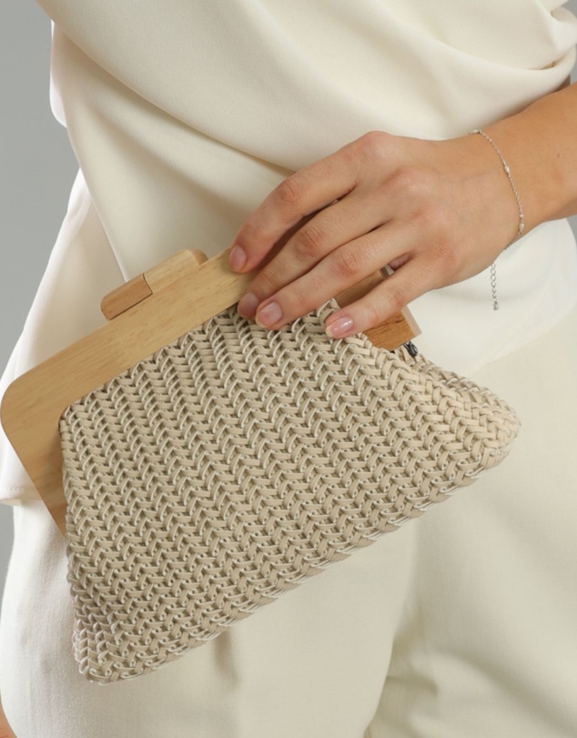 Morgan & Taylor - Erica Woven Clutch in Beige