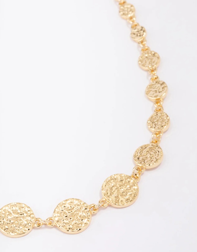 Lovisa - Gold Plated Hammered Disc Chain Necklace