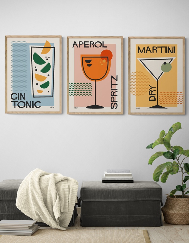 Inka Arthouse - Cocktail Set of 3 Art Prints