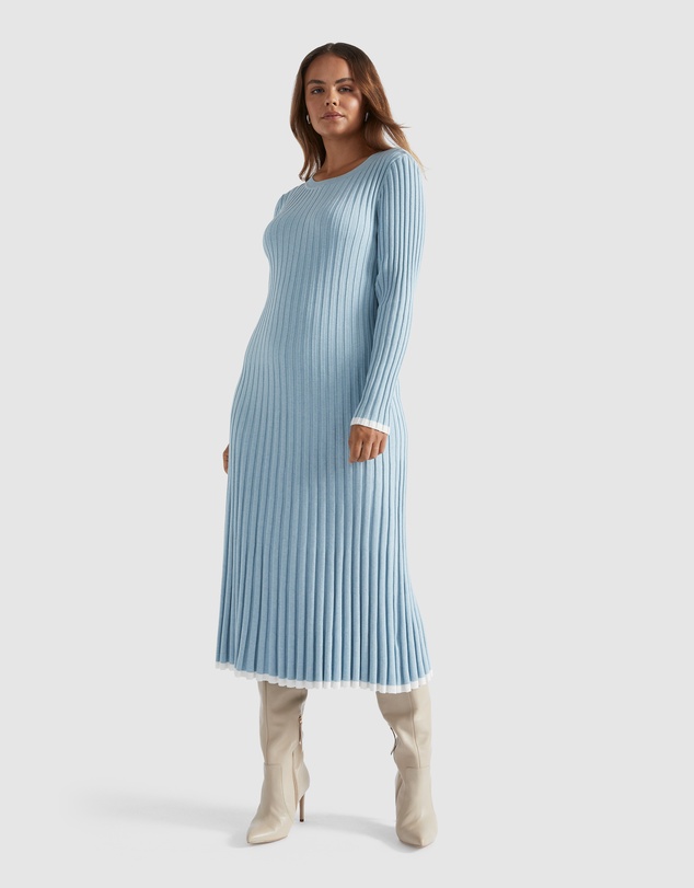 Seed Heritage - Pleated Knit Midi Dress