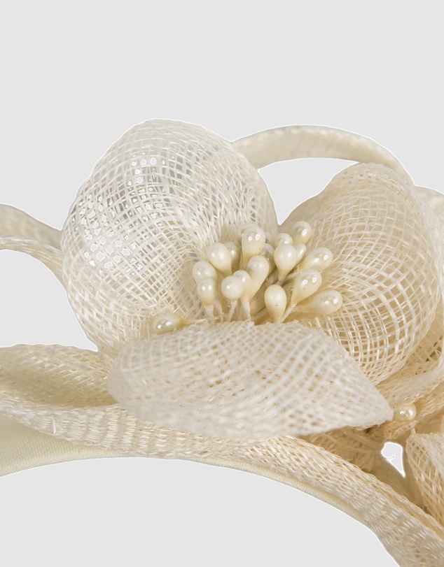 Max Alexander - Small Cream Sinamay Flowers Fascinator