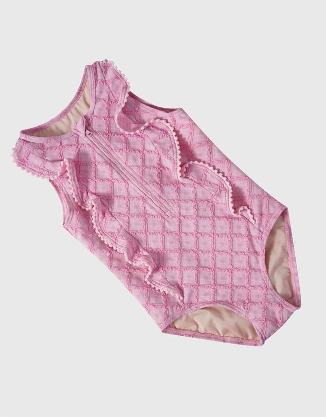 Aqua Blu Kids - Stepping Stones Pink Cap Sleeve Frill One Piece - Kids