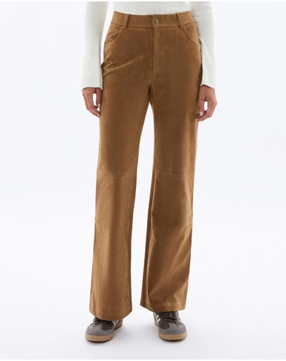 Dazie - Do Your Thing Faux Suede High Waisted Straight Leg Pants