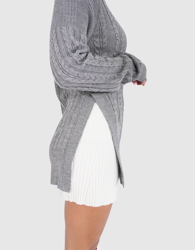 Belle & Bloom - At Last Cable Knit Jumper with Slit
