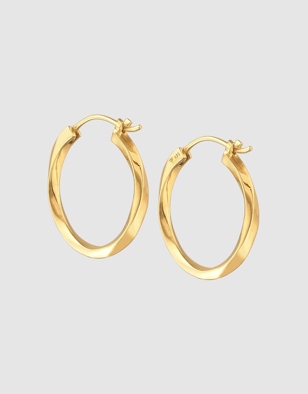 Elli Jewelry - Twisted Hoop Earrings in Gold-Plated 925 Silver