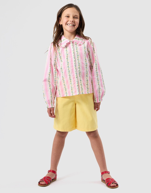 Goldie + Ace - Wide Leg Strawberry Denim Shorts - Babies-Kids