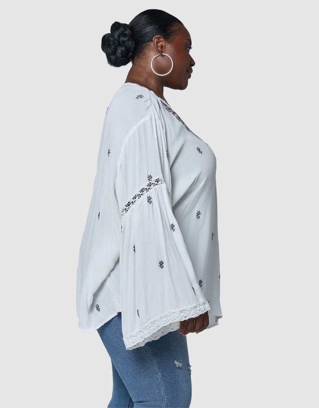 The Poetic Gypsy - Sandstone Embroidered Blouse