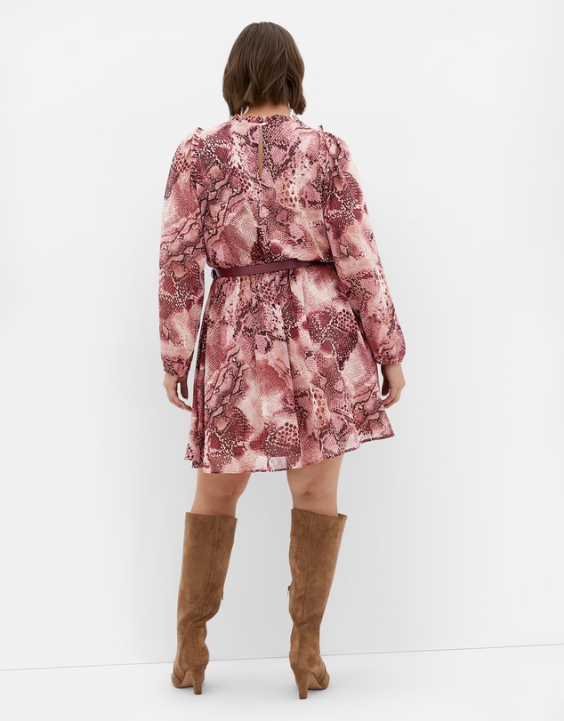 City Chic - Plus size Maddie Print Dress - cherry snake