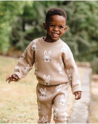 Kynd Baby - Knit Bunny Jumper in Oatmeal