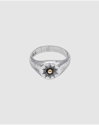 Haze & Glory - ICONIC EXCLUSIVE - Ring Men Signet Sun Lover Hammered in 925 Sterling Silver