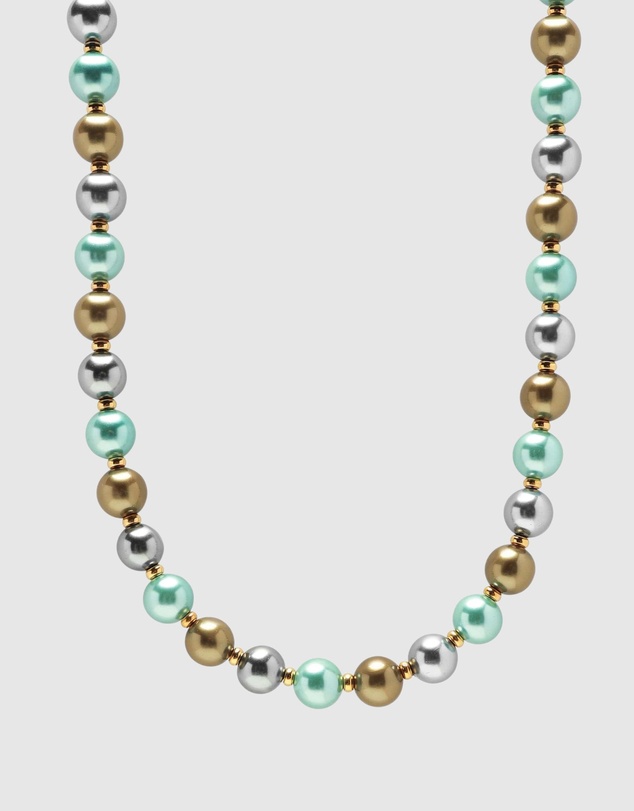 Nialaya Jewellery - 10mm Pastel Metallic Pearl Necklace with Gold