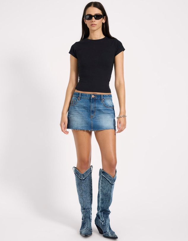 ONE TEASPOON - Sloane Low Waist Denim Mini Skirt - Pacifica Blue