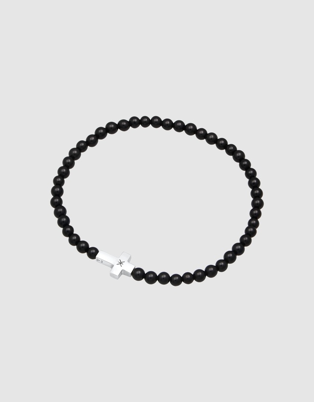 Kuzzoi - ICONIC EXCLUSIVE - Onyx Beads Bracelet with Silver Cross