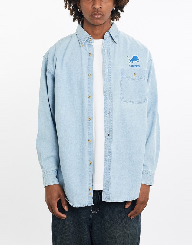 Vintage by The Real Deal - Pre Loved - Vintage Lee Sport Detroit Lions Denim Button Up Shirt