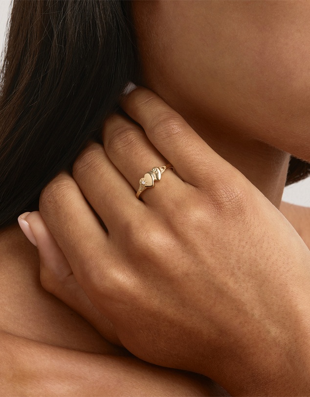 By Charlotte - Forever Intertwined Heart Signet Ring