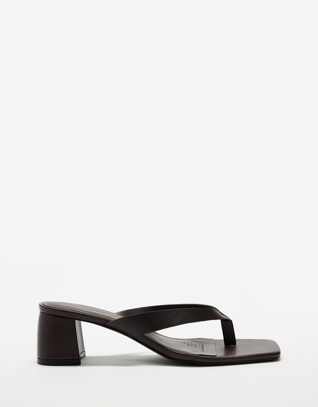 Atmos&Here - Gemma Block Leather Thong Heels