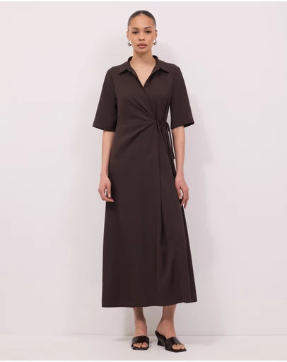 Calli - Sloane Side Tie Detail Maxi Shirt Dress