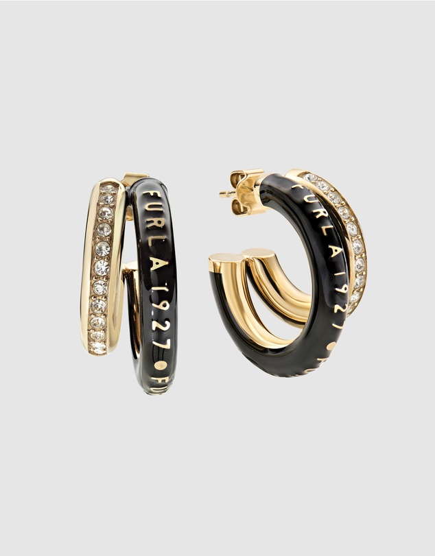 Furla - Furla 1927 Colour Edition Gold-Tone Black Enamel Earrings