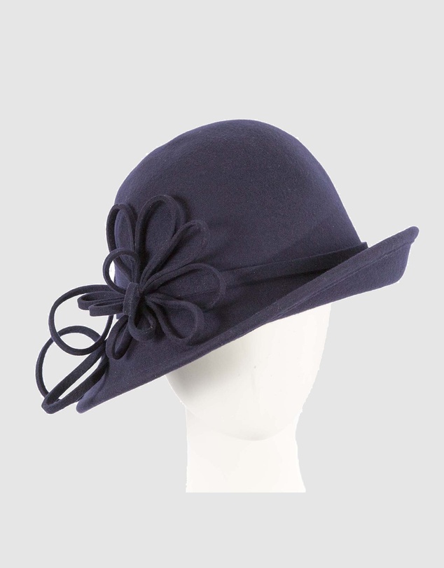 Max Alexander - Winter Felt Navy Cloche Hat