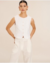 AERE - Linen Button Through Vest
