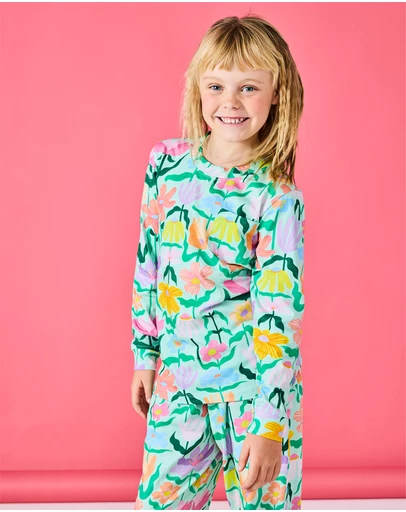 Kip&Co - Popping Flowers Organic Cotton LS Top Pants Pyjama - Kids-Teens