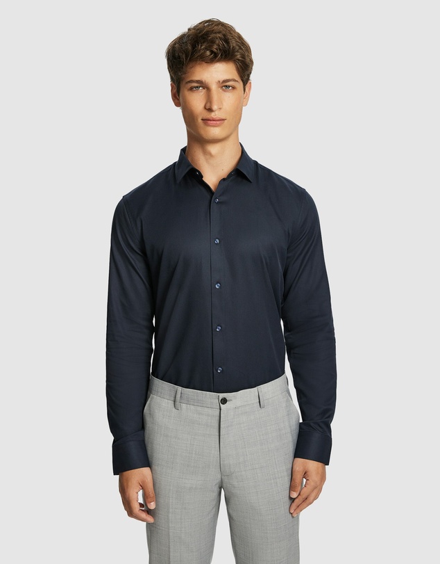 yd. - Clubman Pure Cotton Twill Slim Dress Shirt