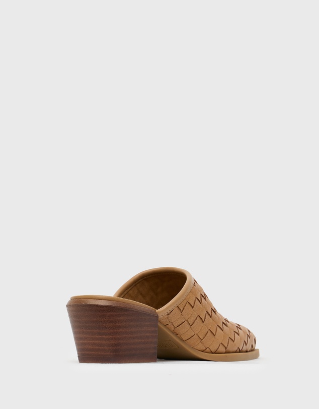 Betts - Dice Leather Woven Block Heeled Mules