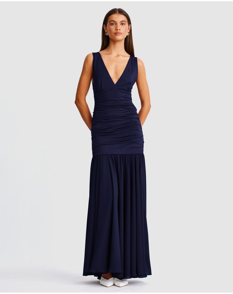 casual white floral maxi dress Must Be Love Floral Maxi Dress - Blue and White