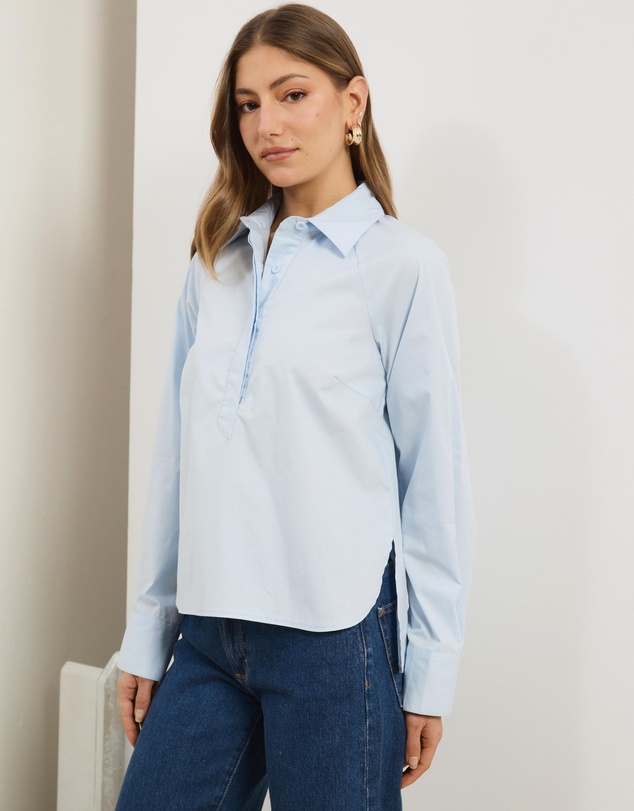 Atmos&Here - Bella Concealed Placket Cotton Shirt