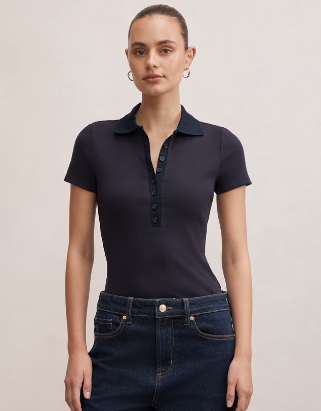 Forever New - Aaliyah Ribbed Polo Top