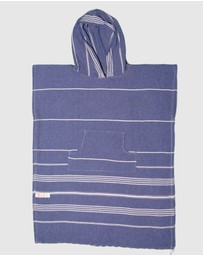 Tolu Australia - Adult Hooded Beach Towel in Navy Stripes – Quick-Dry Swim Poncho for Swimming & Surfing