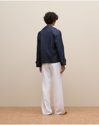 Trenery - Denim Cropped Trench in Indigo Rinse