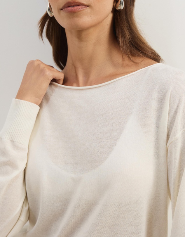Atmos&Here - Riva Off Shoulder Fine Knit Top With Long Batwing Sleeve