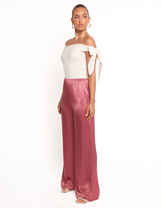 Petal & Pup - Carissa Satin Pants - Dusty Rose