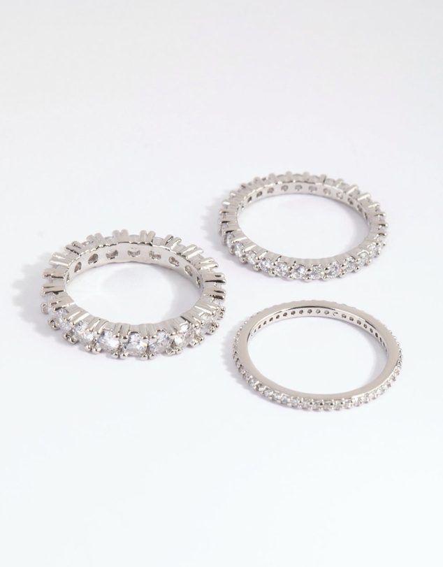 Lovisa - Silver Cubic Zirconia Triple Band Ring