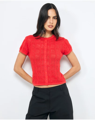 AERE - Lila Organic Cotton Pointelle Knit Top