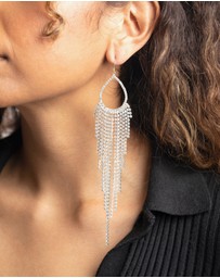 Lovisa - Silver Diamante Fringe Drop Earrings