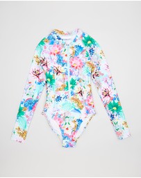 Bluesalt Beachwear - Glamour Animal Long Sleeve Surf Tank One Piece