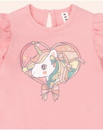 Huxbaby - Whimsical Unicorn Frill Top - Babies-Kids