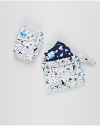 itti bitti - Bare Essentials One Size Fits Most Reusable Cloth Nappy & Wetbag 2-Pack