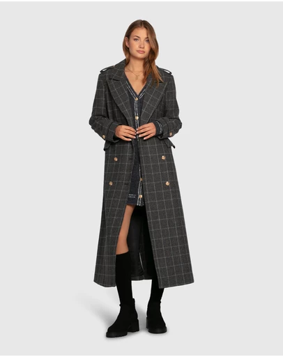 Belle & Bloom - Command Wool Blend Double Breast Maxi Coat