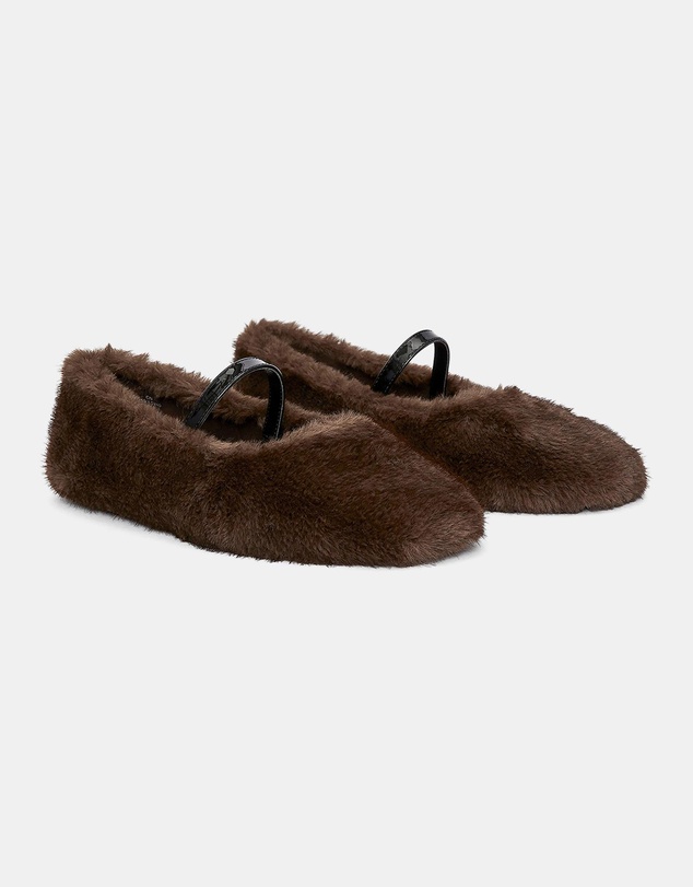 ARKET - Faux-Fur Mary Jane Flats