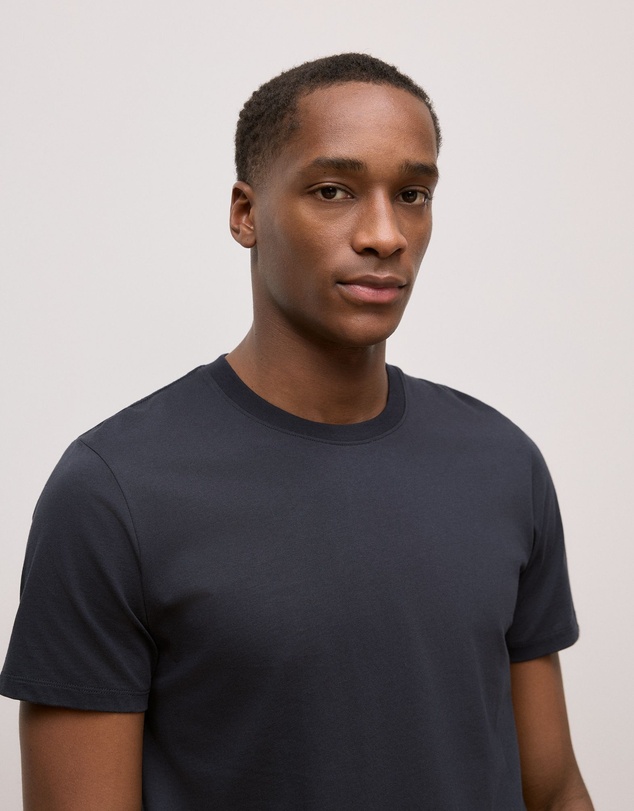 Trenery - Cotton Jersey Crew T-shirt in Navy