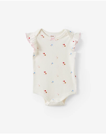 Cotton On Kids - Organic Pointelle Flutter Bubbysuit